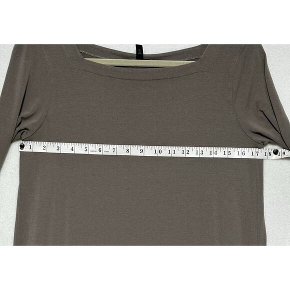 Eileen Fisher Jersey Dress Viscose 3/4 Sleeve Stretch Solid Gray Knee Length PM - Picture 6 of 9